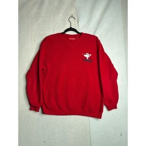 Coca-Cola‎ Red Fleece Sweatshirt Mens Medium Polar Bear Ice Skating Embroidered